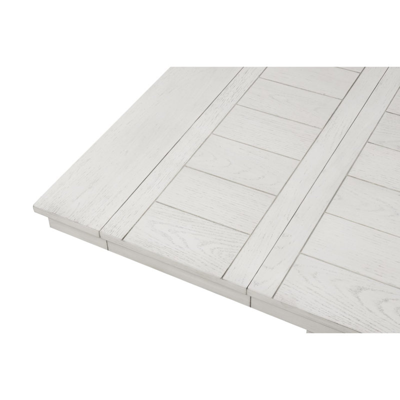 Table de salle à manger rectangulaire contemporaine en chêne blanc rustique avec fonction extensible, placage