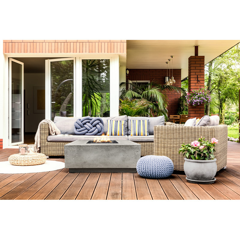 Kaci-Ann Concrete Smokeless Fire Pit, 16" H x 36" W x 36" D, Natural Gas