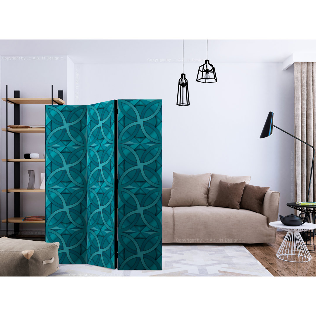 Paravent Geometric Turquoise mit 3 Paneelen