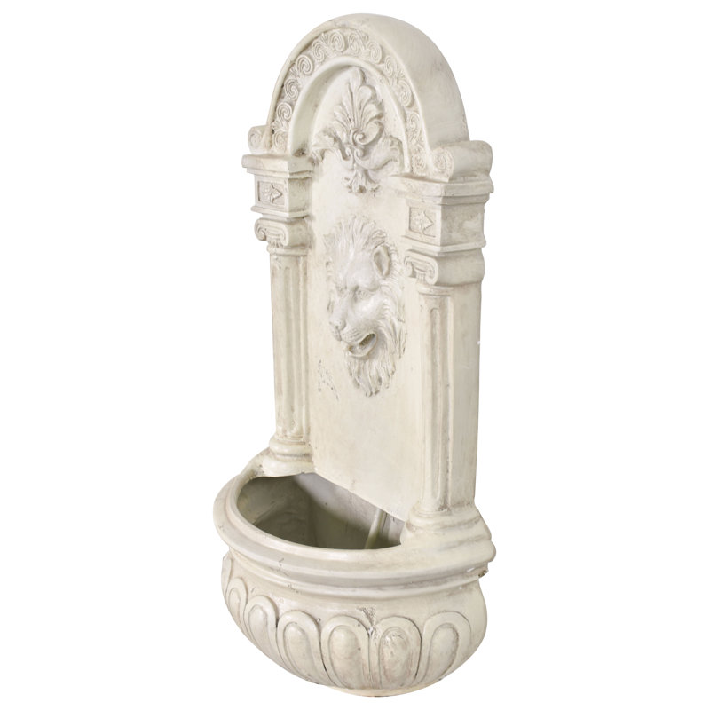 Schaper Lion Hanging Wall Fountain, Off White