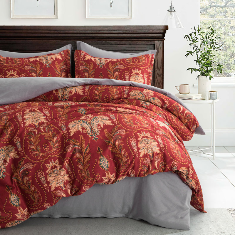 Ensemble de housse de couette Bohemian Damask Medallion, Housse de couette grand + 2 grandes taies décorat
