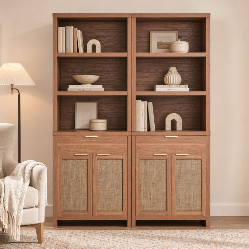185cm H x 152cm W Standard Bookcase, Natural Oak
