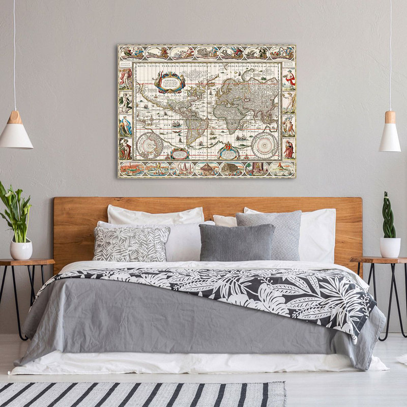 Ancient Map: Nova Totius Terrarum Orbis Geographica Ac Hydrographica Tabula (1635–1649) by Jan Aertse Van Den Ende - Wrapped Canvas Art Prints