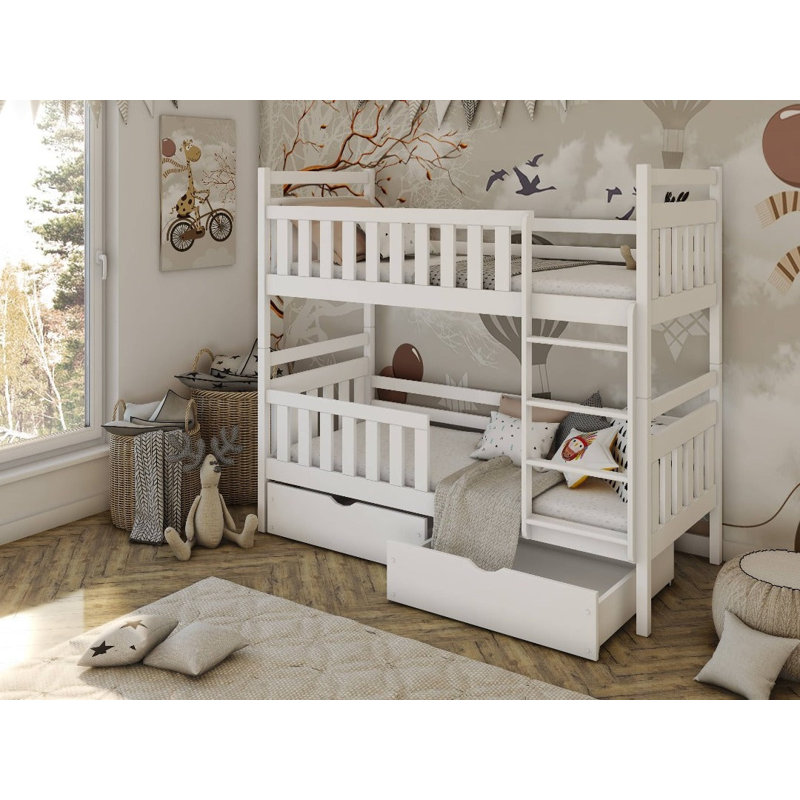 Vlatko Single (3') Solid Wood Drawers Bed Frame with Mattress