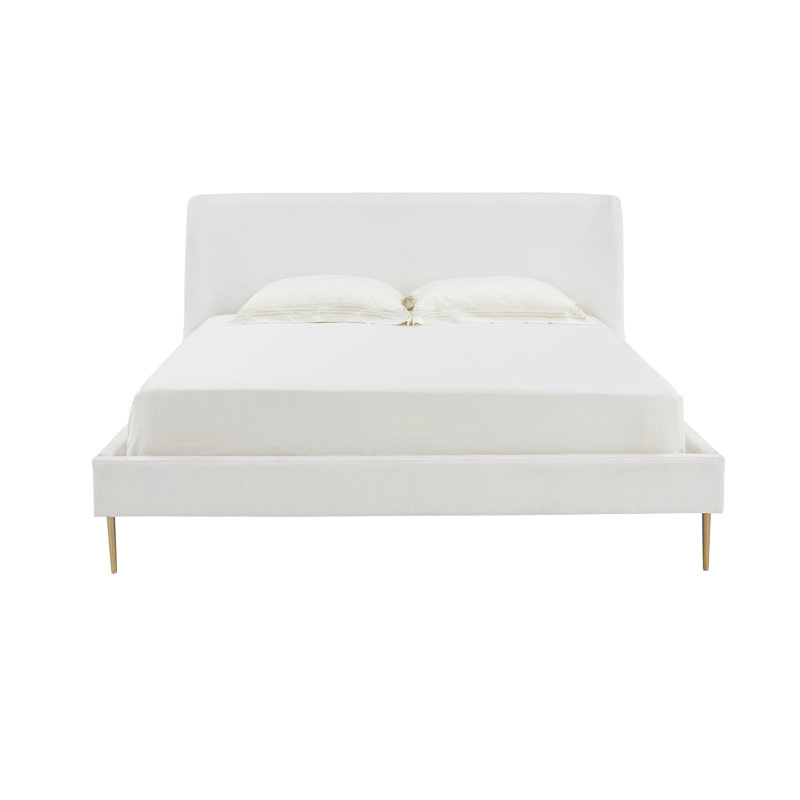 Venedy Upholstered Wingback Bed, Queen, White