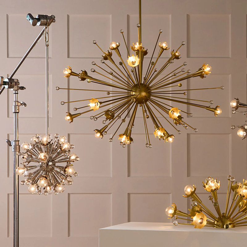 Jonathan Adler Sputnik - Light Sphere Chandelier, Antique Brass, 21" H x 33.5" W x 33.5" D