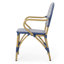 Ensemble d'extérieur français en rotin et aluminium 3 pièces, sarcelle foncé et blanc, finition bambou, ensemble de patio, ensemble de conversation, ensemble de sièges de patio