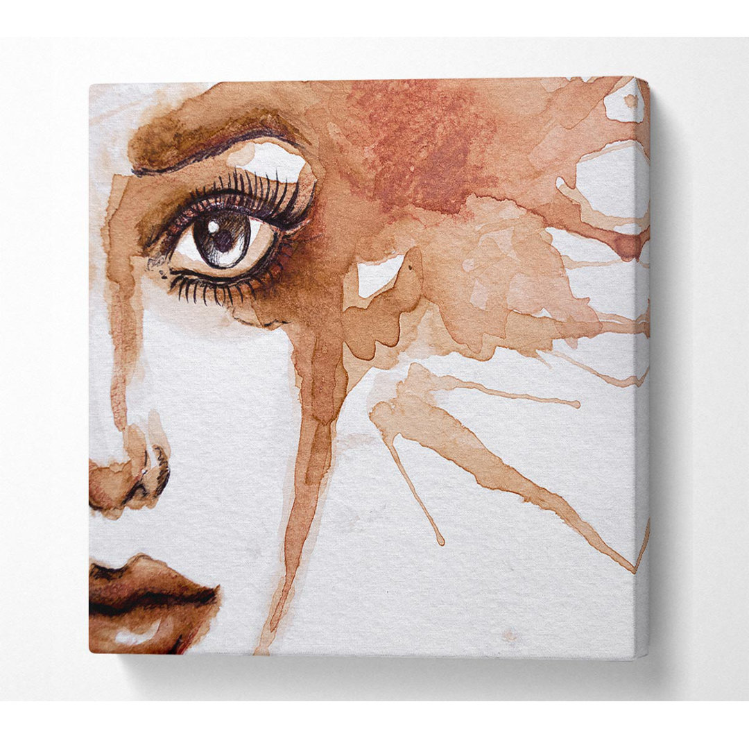 Aquarell Sepia Gesicht - Leinwanddrucke