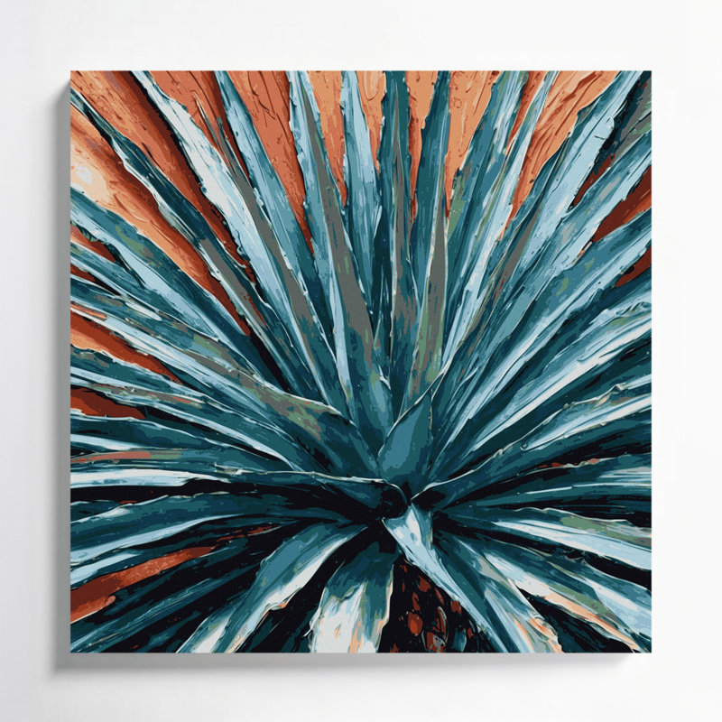 «Southwestern Plants Century Plant 154», art mural sur toile grise, H 16 po x l 16 po