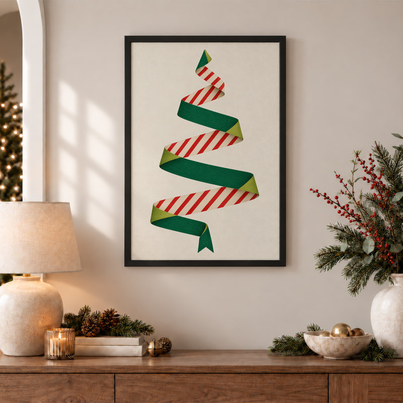 Art mural sur toile rouge et vert, 24"H x 16"W
