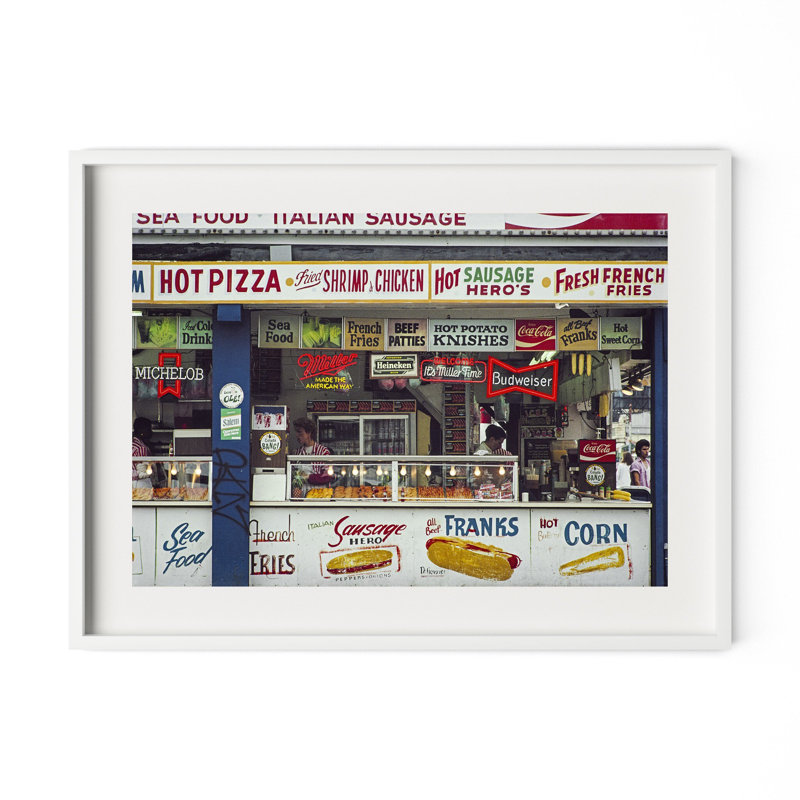 Coney Island Snacks Framed Photographic Print, W 40" x H 30", White Maple