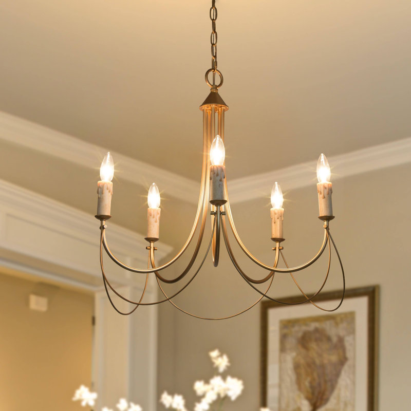 Fieldhouse 5-Light Unique Drum Gold Chandelier
