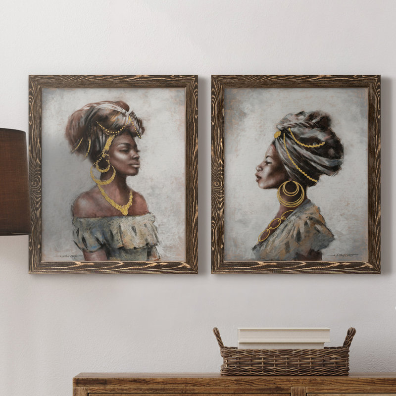 Beauté et grâce - ensemble de 2 reproductions d'art, Pas de tapis, Toile avec cadre en noyer, H 24 po x l 36 po x P 1,5 po