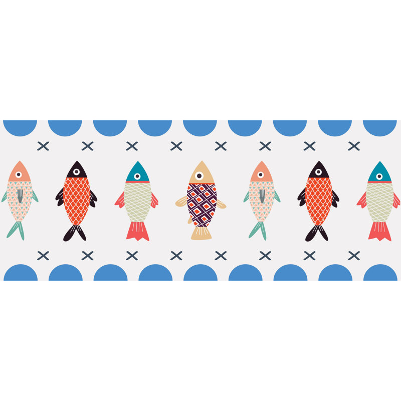 Tapis en jute tissé à la machine en blanc / bleu / orange, Rectangle 1 pi 8 po x 2 pi 7 po
