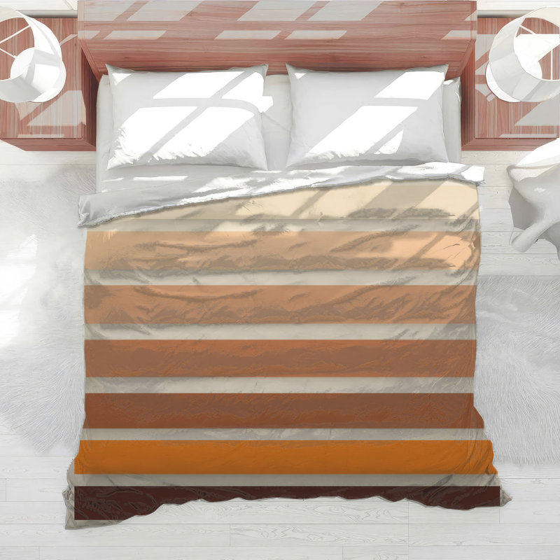 Beige Orange Brown Stripes Comforter, King