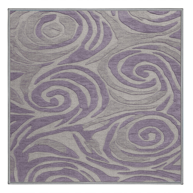Tapis abstrait gris lavable à la machine, Carré 4 pi