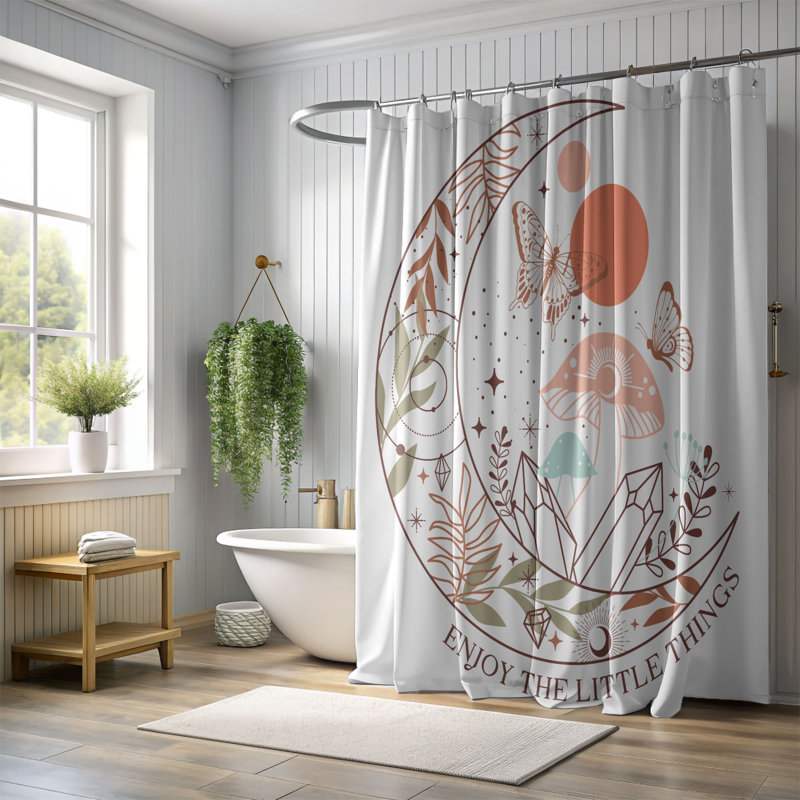 Moth Little Things - Rideau de douche standard 1 pièce, H 74 po x l 71 po