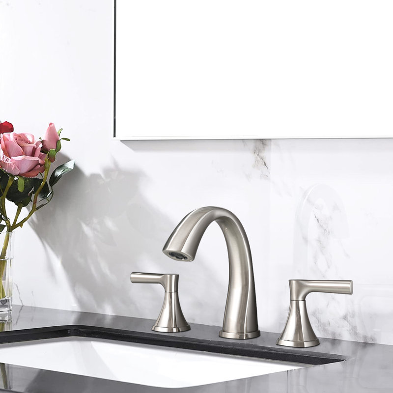 Two Handle Widespread Bathroom Sink Faucet With 3 Hole Setup And Brushed Nickel - Precise Volume, Corrosion Updated Pop Up Drain, Advanced Technology