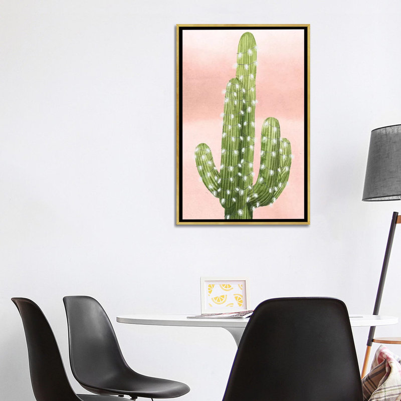 «Christmas Cactus Collection B» par Grace Popp - impression, H 40 po x l 26 po x P 1,5 po, Toile encadrée d'or, Pas de tapis