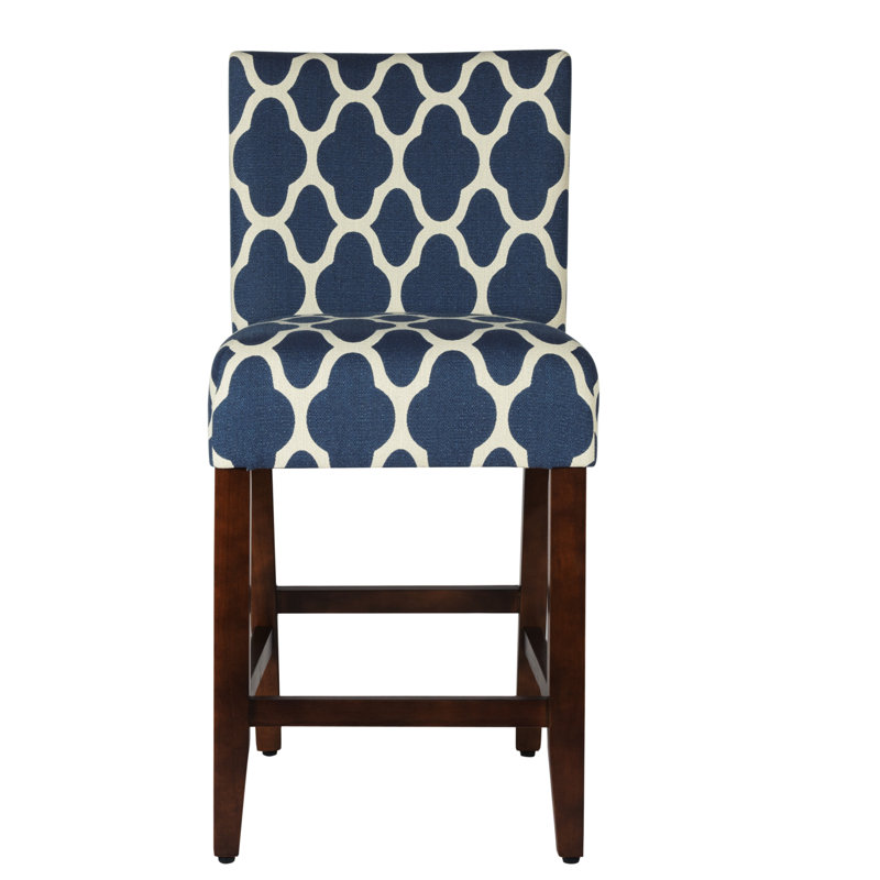 Vioria Upholstered Counter Stool with Solid Wood Frame, Navy Blue, Counter Stool (24" Seat Height)