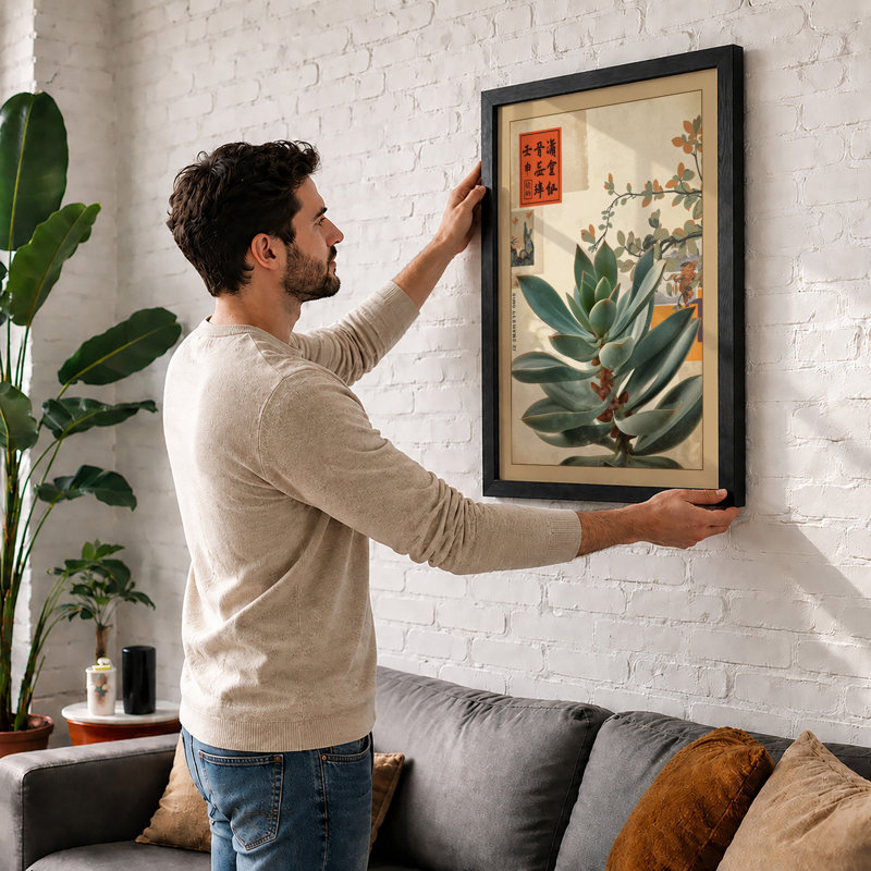 Flowering Plant Study Botanical - Framed Print, Walnut, A3 - 42.0 x 29.7 cm