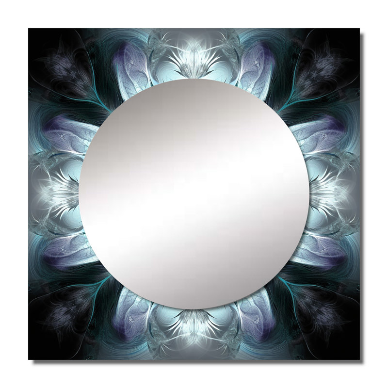 Décoration murale moderne pour chambre à coucher Bottali - Turquoise et blanc Fractal Flowers II, 23 po x 23 po