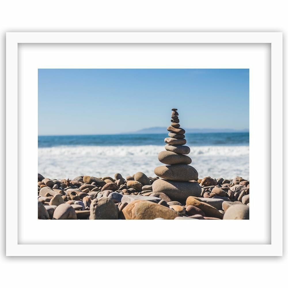 Gerahmter Fotodruck Steine am Strand