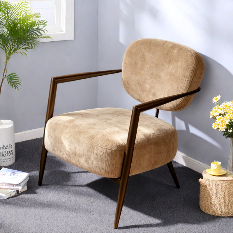 Chaises d'appoint modernes, structure en métal brun clair, salon spacieux pour la maison