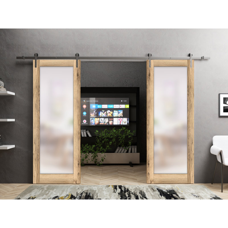 Porte de grange en bois lambrissé sans trousse de quincaillerie d’installation, 60 po x 80 po