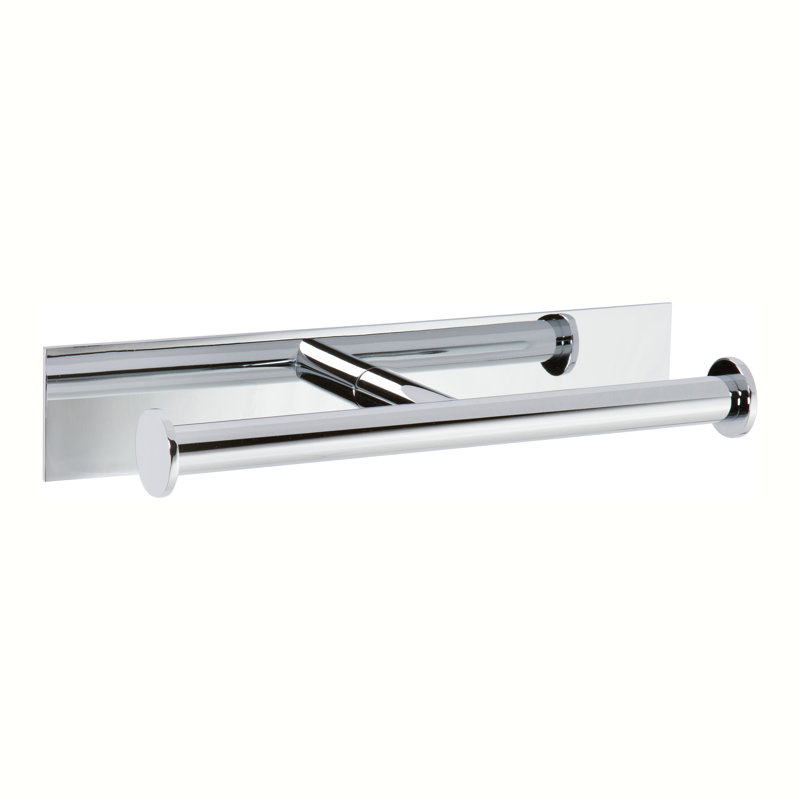 Surface Open Double Toilet Paper Holder, Polished Chrome