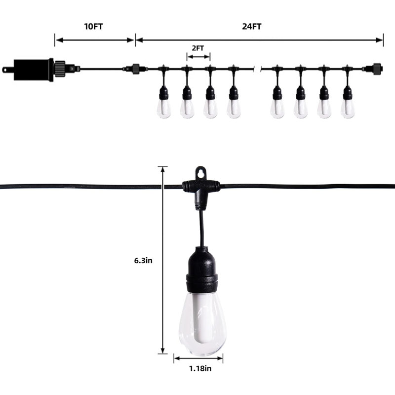 Outdoor 12 - Bulb 288'' Plug-in String Light