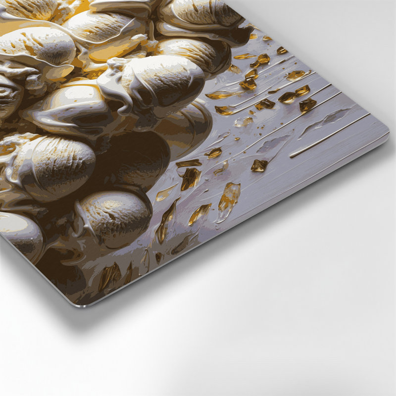 Desserts, crème glacée à la vanille, art mural en métal gris, H 11 po x l 14 po