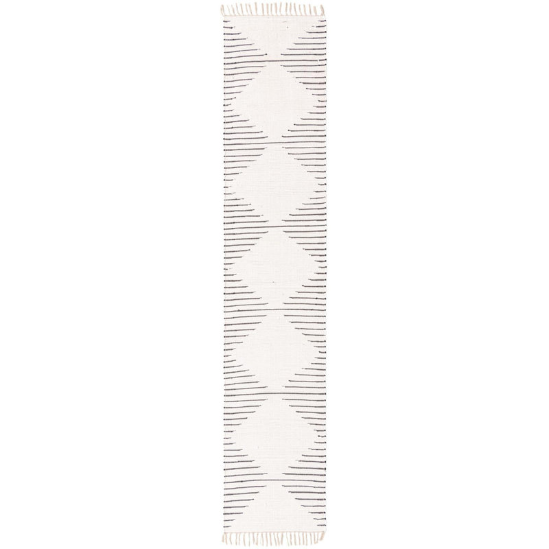 Tapis uni / rayé couleur crème Bracen, Tapis de couloir 2 pi 7 po x 13 pi