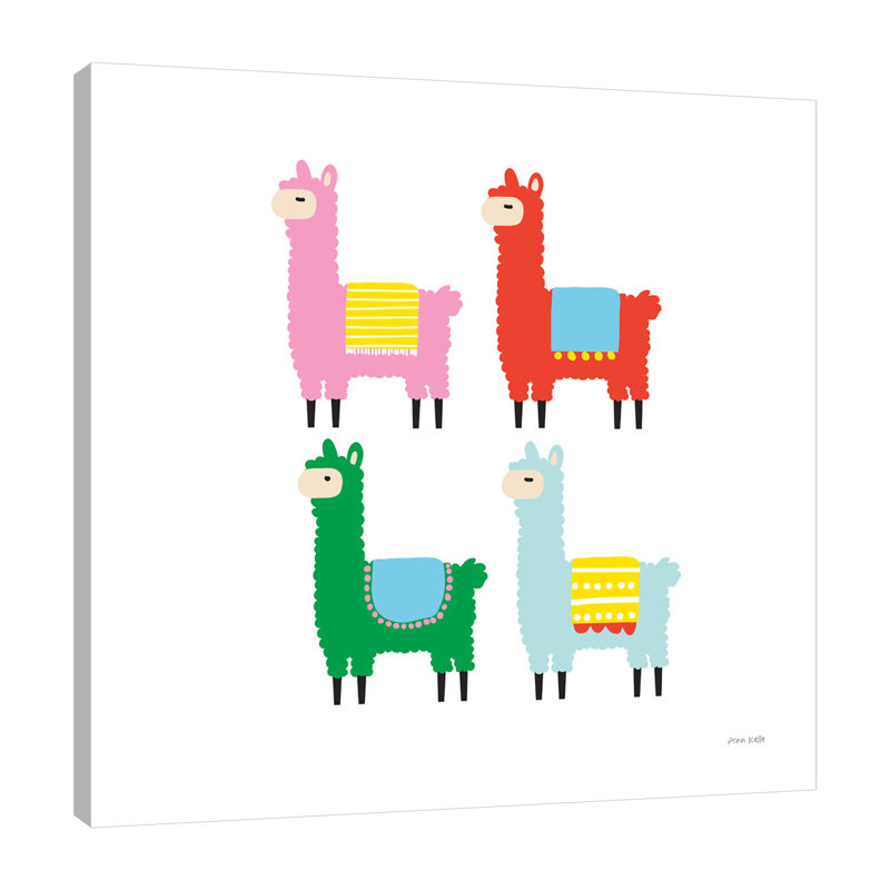 «The Llamas», toile tendue par Ann Kelle, H 30 po x l 30 po x P 1,5 po