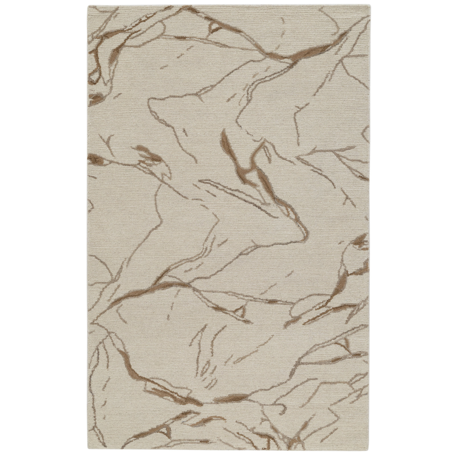 Hand-Tufted Abstract Wool Rug, Rectangle 5' x 8', Ivory