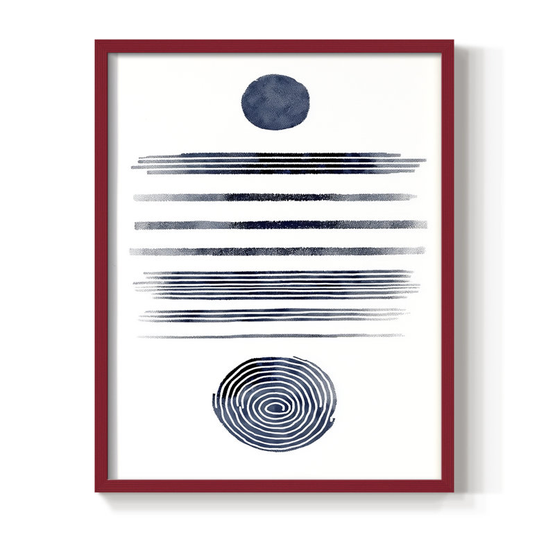 Abstrait, imprimé encadré - prêt à accrocher -, H 10 po x l 8 po, Rouge