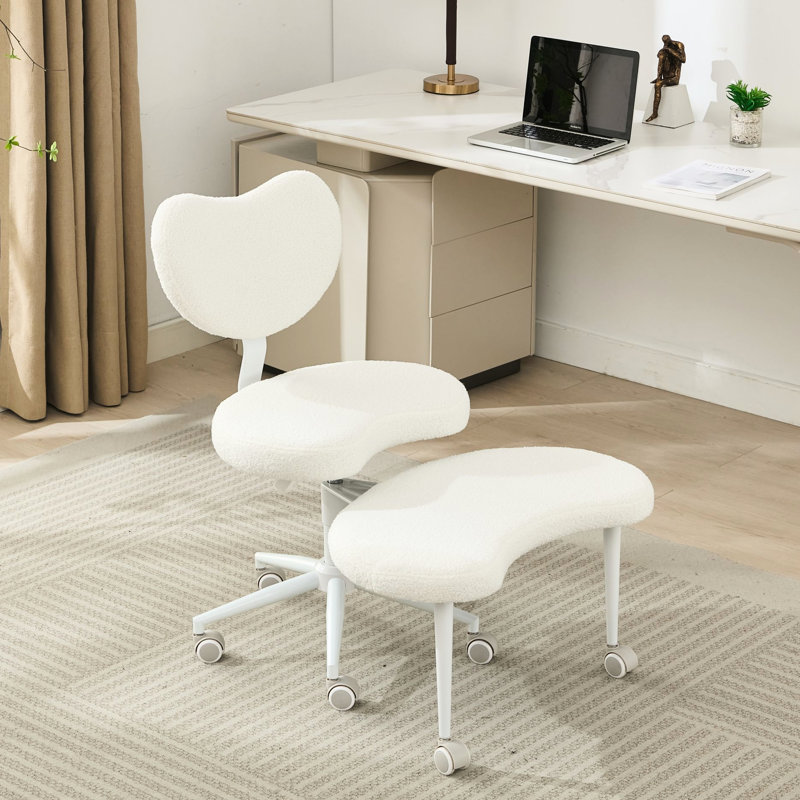 Chaise plus, pieds croisés avec roulettes, chaise, support lombaire de tabouret réglable, version améliorée, assise confortable toute la journée convenant à la maison et au bureau