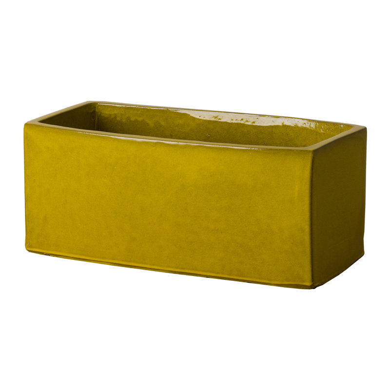 Pot à fleurs en argile, Jaune moutarde, H 11 po x l 24 po x P 10 po