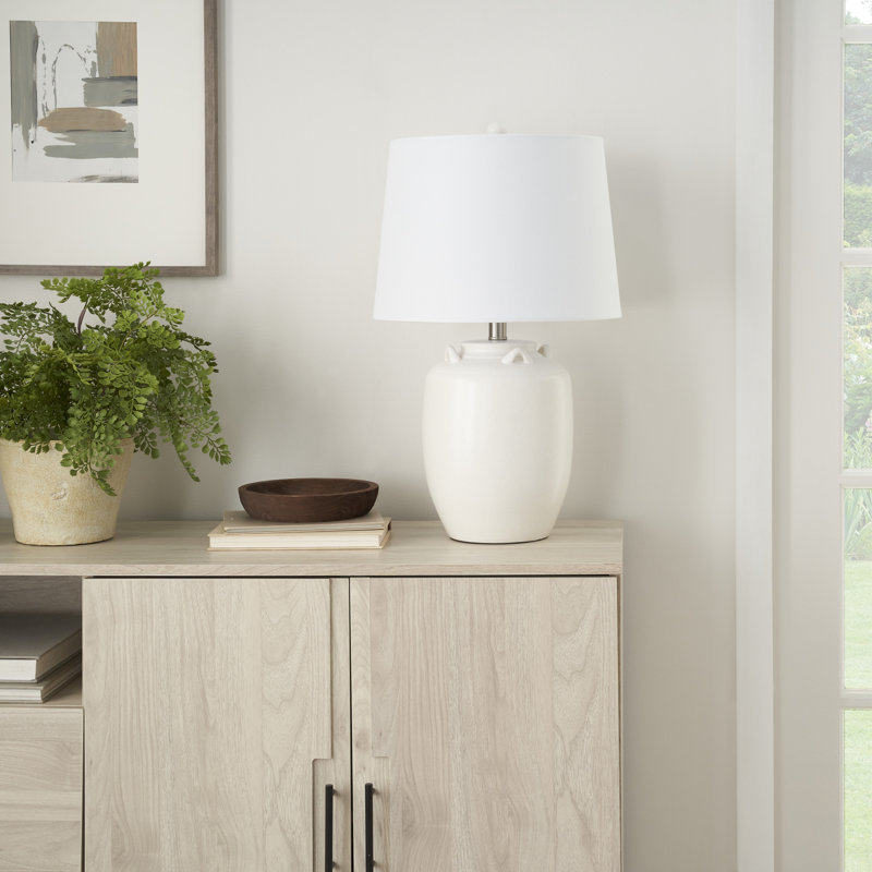 Lampe de table en céramique Mandalay, Blanc, Beige