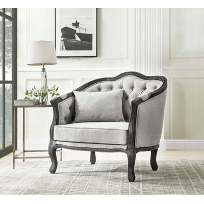 Fauteuil demi-tonneau avec coussin, fauteuil d'appoint Agatho