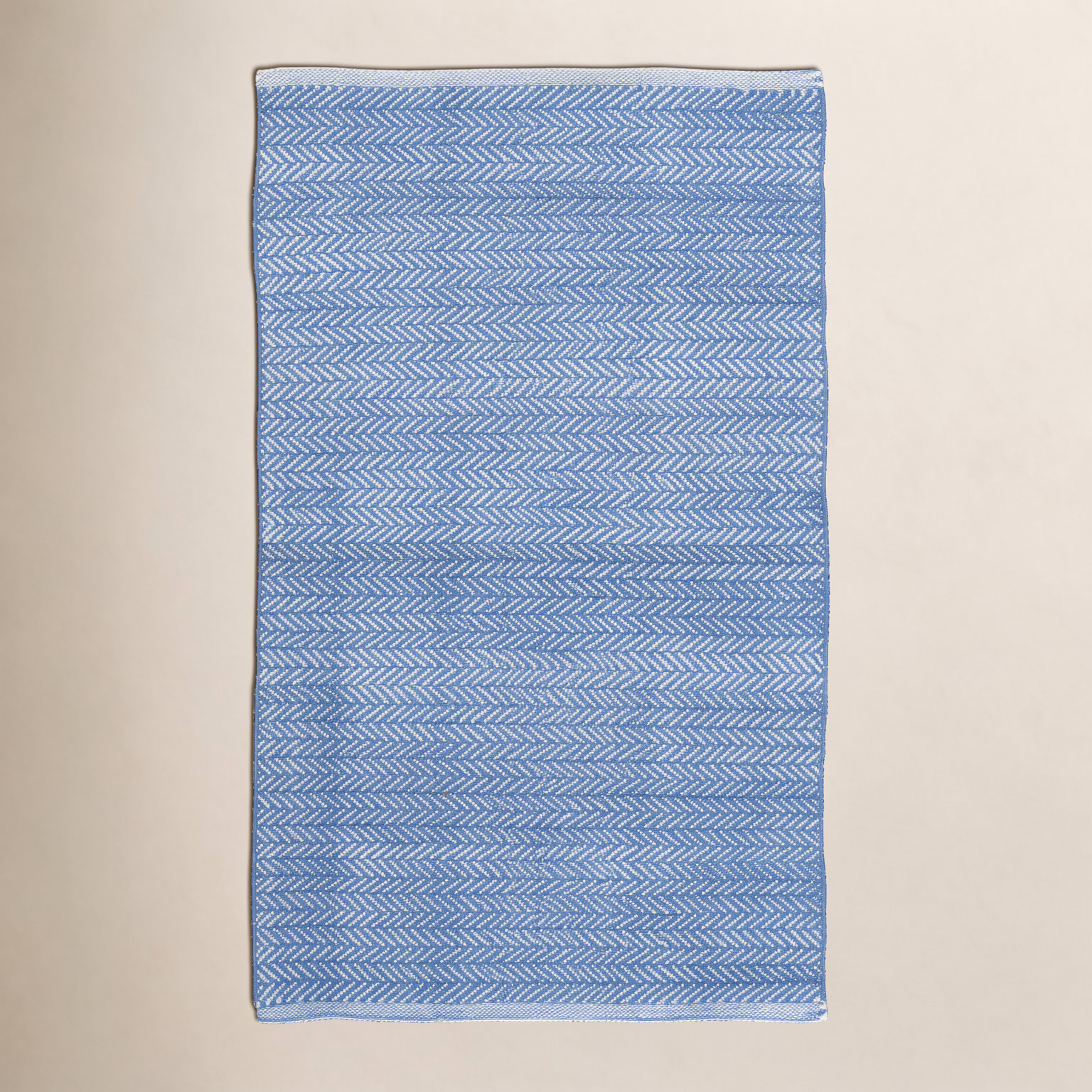 Herringbone French Blue White Outdoor Rug, Rectangle 3' x 5'