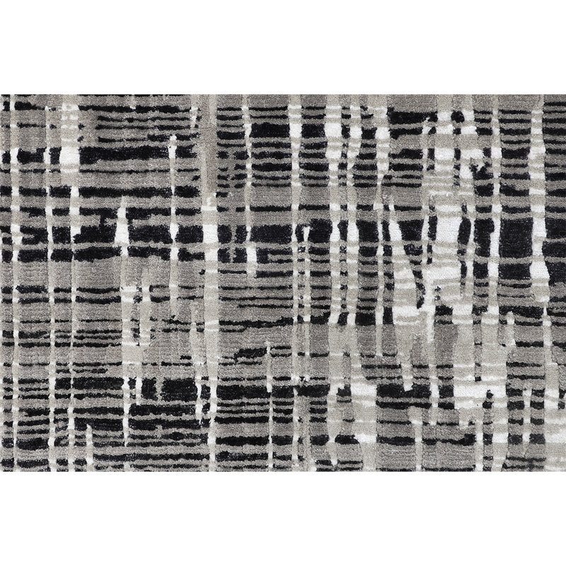 Abstract Area Rug in White, Rectangle 9' x 12'