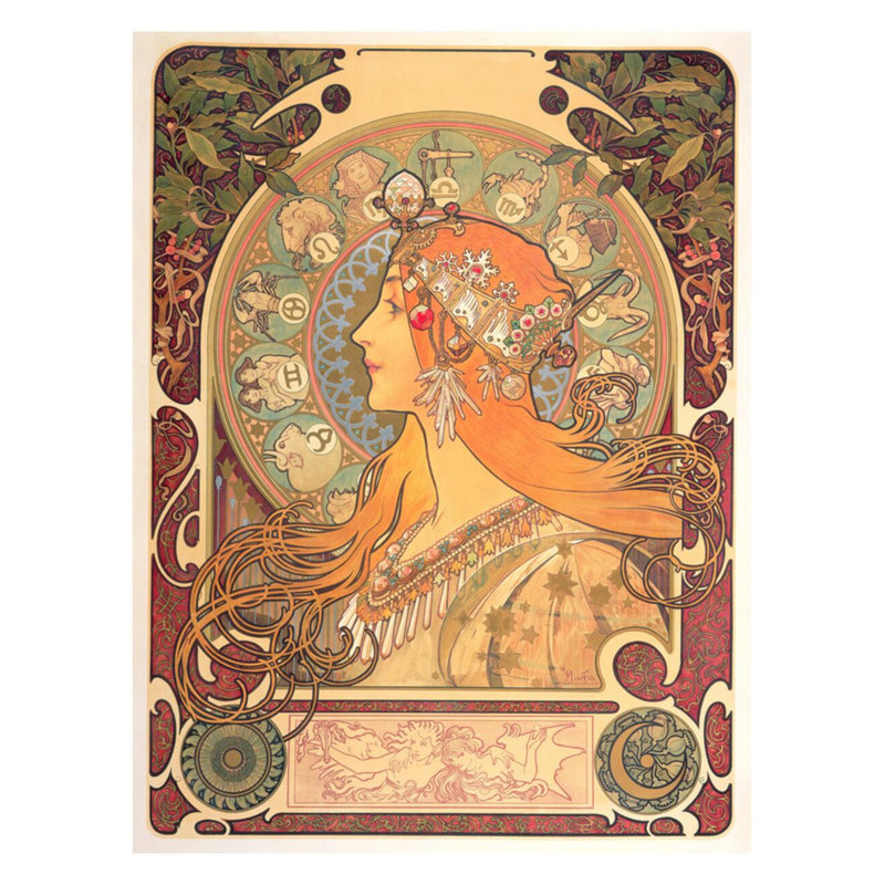 Zodiaque (1896) par Alphonse Mucha - Estampe numérique, H 28 po x l 22 po