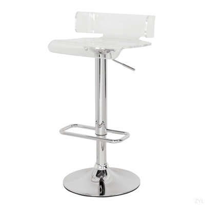 Tabouret pivotant transparent et chromé réglable