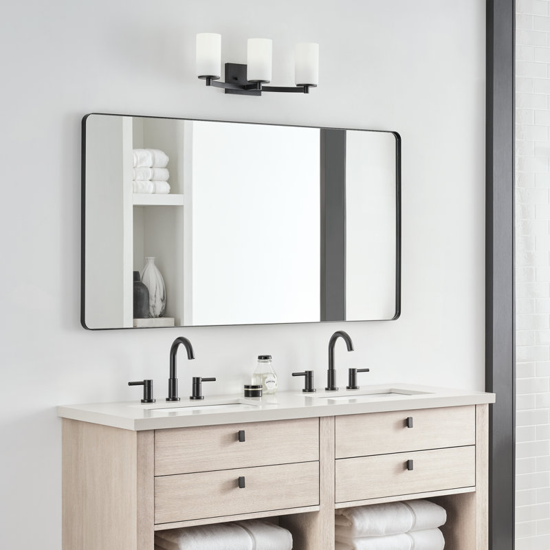 Éclairage pour salle de bain à intensité variable 3 lumières Hettinger, Noir minuit
