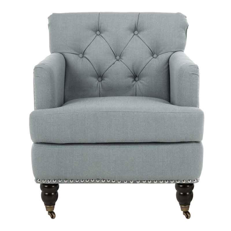 Atkison Upholstered Club Chair, Sky Blue 100% Linen