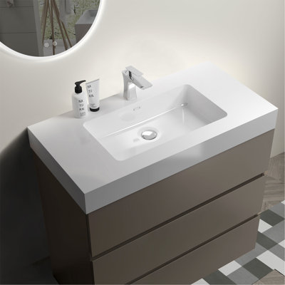 Meuble-lavabo élégant avec rangement abondant et fonction silencieuse pour une salle de bain soignée