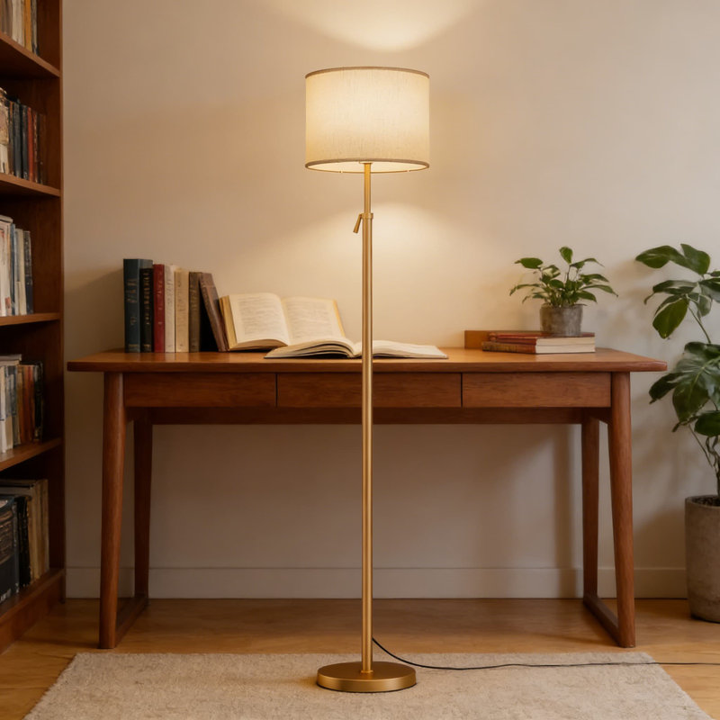 Adjustable Height Floor Lamp With RGBCW Color Changing Dimmable Bulb, Remote Control Standing Lamp For Living Room, Bedroom, Office, 10W 1200 Lumen Tall Lamp