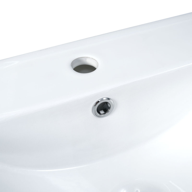 24'' White Ceramic Rectangular Single Vanity Top Sink
