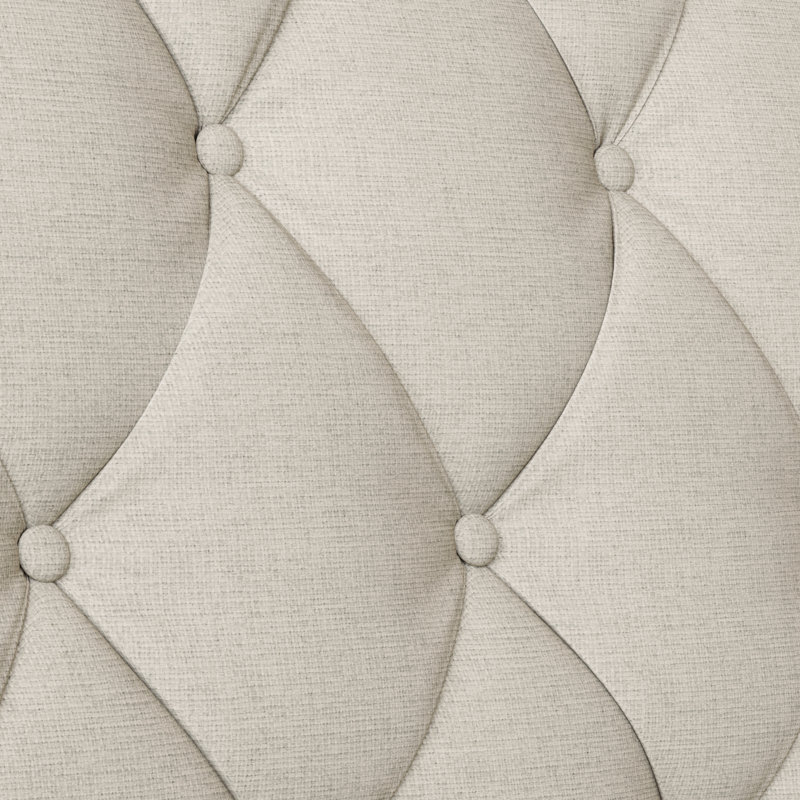 Canapé Chesterfield de 78,75 po avec dossier capitonné et pieds en bouleau, Fabirc, Beige